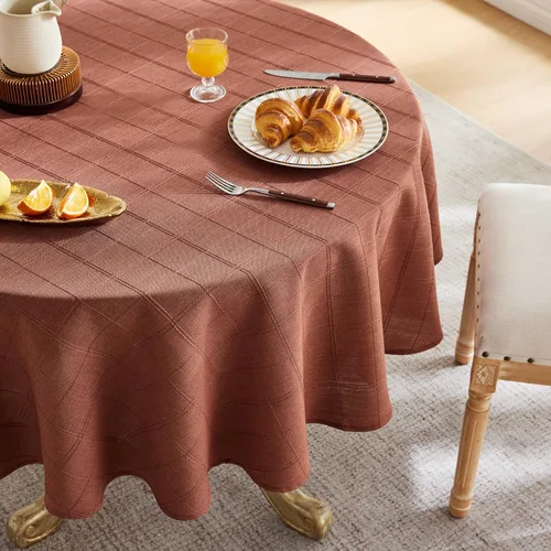 Miniatura 24 de ZeeMart Mantel (beige, redondo de 52 pulgadas)