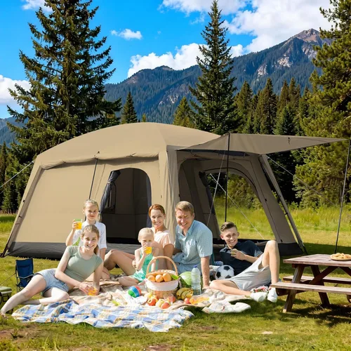 Miniatura 2 de Castle Unicorn Tienda de campaña para 4 a 6 personas, tiendas de campaña familiares grandes con porche y mosca de lluvia, tienda de campaña