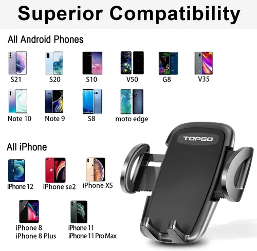 Miniatura 6 de Soporte de teléfono para coche, regulable, para teléfonos inteligentes, Negro