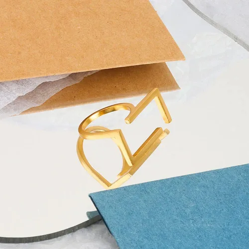 Miniatura 3 de Anillo rectangular único de banda abierta para mujeres y niñas, chapado en oro, minimalista, geométrico, ajustable, expansible, hipoalergénico