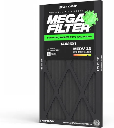 Miniatura 47 de PuroAir Filtro Mega - Filtro de aire de 12x12x1 MERV 13 para el hogar con carbón activado - Filtros alérgenos, caspa de mascotas, humo, polvo