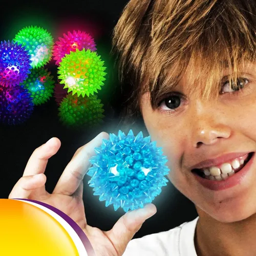 Miniatura 4 de JA-RU Pelotas de goma iluminadas (paquete de 4 con luces intermitentes) Gran juguete antiestrés para niños Pelotas sensoriales que rebotan a