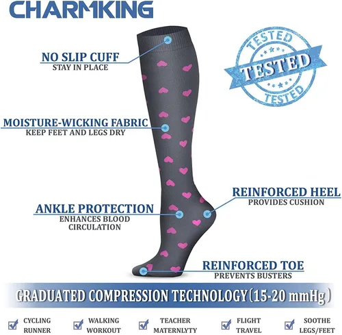 Miniatura 147 de CHARMKING - Calcetines de compresión para mujeres y hombres (3 pares), 15-20 mm Hg, el mejor apoyo para atletismo, running o ciclismo, mejora