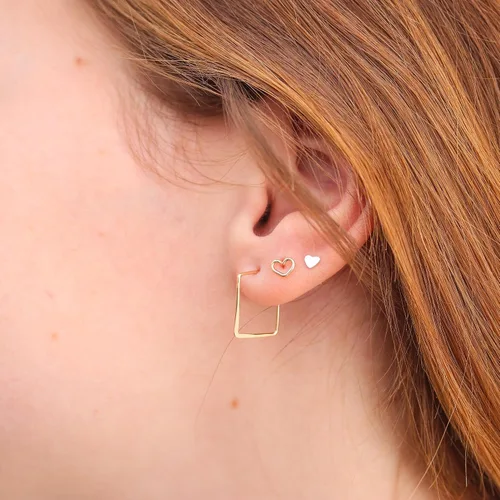 Miniatura 43 de Aretes de aro finos martillados, elegantes plata esterlina geométrica sólida, relleno de oro y relleno de oro rosa; para mujer por Lotus Stone
