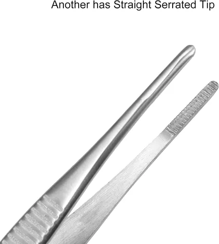 Miniatura 4 de Pinzas de acero inoxidable de 5 pulgadas con punta dentada recta y curvada, pinzas multiusos para reparación de manualidades, paquete de 2