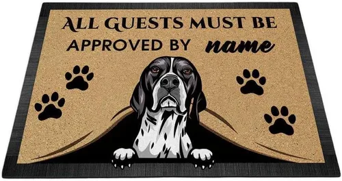 Miniatura 15 de Tapete personalizado con nombre de perro que mira al perro Cocker Spaniel, todos los invitados deben ser aprobados por alfombras para decoración