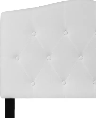 Miniatura 9 de BizChair Cabecero tapizado capitoné tamaño individual en tela blanca Blanco