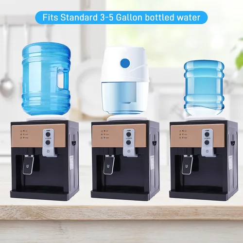 Miniatura 2 de Dispensador de enfriador de agua para encimera, 3 ajustes de temperatura, dispensador de agua caliente y fría, capacidad para botellas de 1.2 a 5