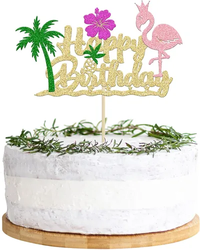 Miniatura 5 de 16 piezas de hojas tropicales con purpurina para tartas tropicales, decoración para tartas de boda, decoración de pastel de hojas de palmera