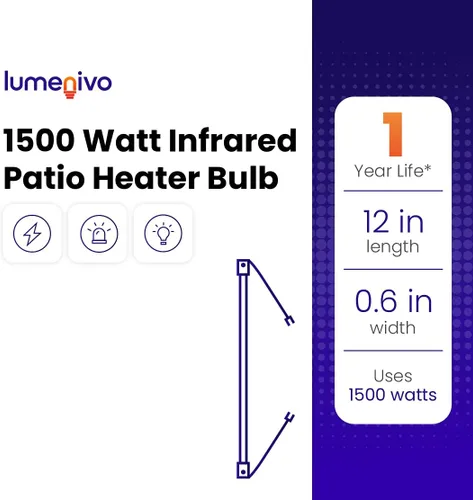 Miniatura 7 de Lumenivo Reemplazo infrarrojo de la bombilla del calentador del patio de 1500W para el calentador eléctrico del patio Firesense