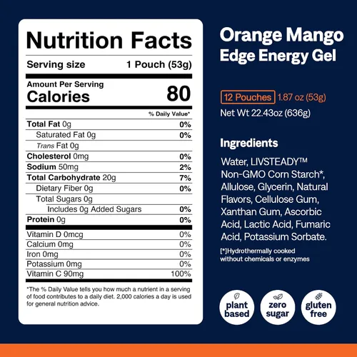 Miniatura 6 de Disparos de gel energético UCAN Edge, sabor a mango naranja (12 paquetes de 2 onzas) para correr, entrenamiento, ejercicios, fitness, ciclismo