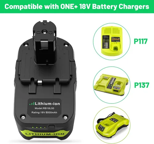 Miniatura 7 de TREE.NB 8.0Ah 18Volt Replacement for Ryobi 18V Lithium Battery Ultra-High Capacity Compatible with Ryobi ONE+ 18V Battery P102 P103 P104 P105 P106