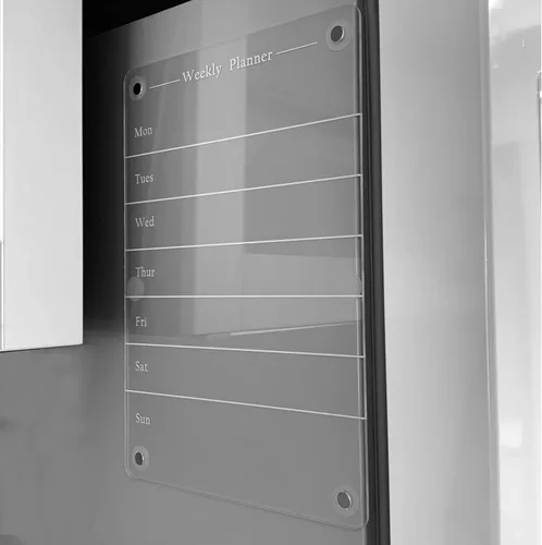 Miniatura 7 de Planificador semanal transparente de comidas de 9 x 13 pulgadas, tablero acrílico magnético de borrado en seco para refrigerador, calendario semanal