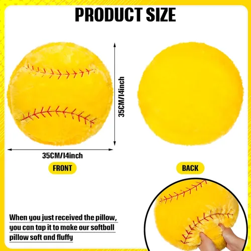 Miniatura 2 de Gerrii 2 piezas de almohada de felpa deportiva de softbol con temática deportiva esponjosa almohada de softbol voleibol decoración de habitación