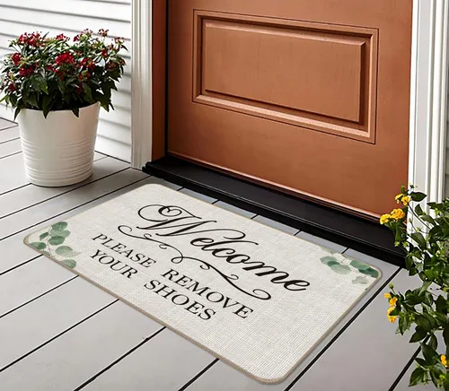 Miniatura 2 de Felpudo de bienvenida, retira tus zapatos, quita tus zapatos, tapete de bienvenida para entrada interior y exterior, 17 x 30 pulgadas