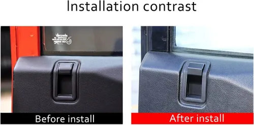 Miniatura 3 de Para Land Rover Defender 90 110 130 2004-2018 Aluminio Puerta Interior de Coche Manija Decoración Cubierta Accesorios Auto (2 unidades, Negro)