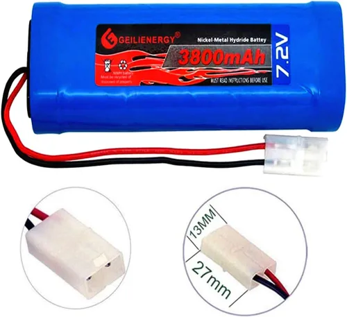 Miniatura 5 de Paquete de baterías OXWINOU de 7.2V 3800mAh, batería plana NiMH de alta capacidad, batería de repuesto para automóvil RC, camión RC, tanque