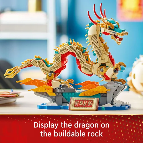 Miniatura 6 de LEGO Figura de dragón auspicioso del festival de primavera, juego de construcción de juguete de dragón, gran decoración de festival de primavera