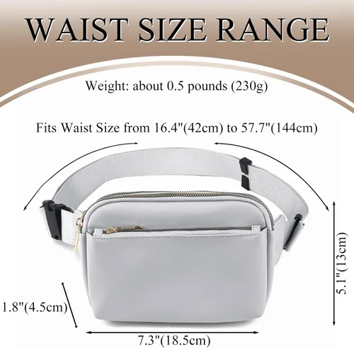 Miniatura 2 de Riñonera cruzada para mujer, cangurera de moda para mujer, cintura pequeña, bolsa de pecho con correa ajustable, 02 Gris PU