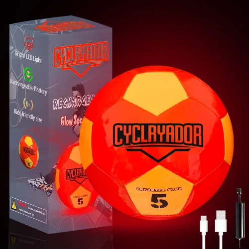 Balón de fútbol recargable que brilla en la oscuridad, tamaño 5, balón de fútbol que se ilumina, ideal para regalos de fútbol con bomba y cable de