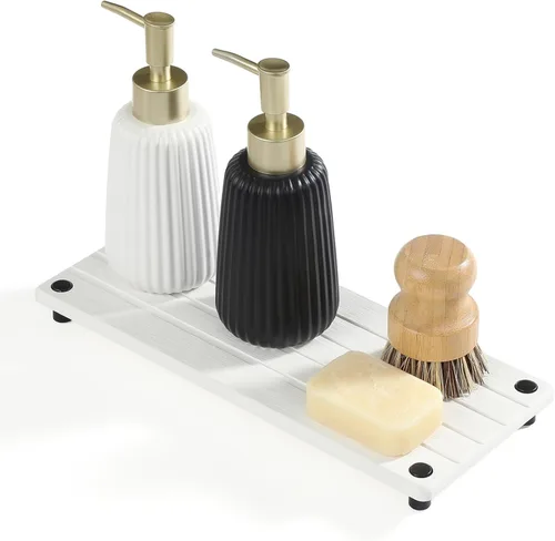 Miniatura 20 de Organizador de Fregadero de Cocina, Bandeja de Piedra Absorbente de Agua para Fregadero, Bandeja de Encimera de Baño de Diatomita, Protector