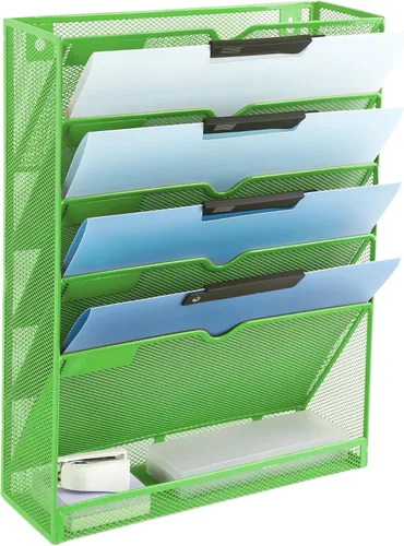 Miniatura 17 de EASEPRES Organizador de archivos de malla de 3 bolsillos para colgar en la pared, carpeta de papel para correo montada en la pared, organizador