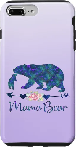 Miniatura 12 de Teal Blue Purple Floral Mama Bear and One Cub Silver Purple Case for iPhone 17