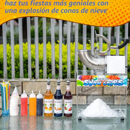 Miniatura 4 de VNN máquina de conos de nieve de 48L, máquina comercial de hielo rallado de 500LB/H, máquina eléctrica de afeitado de hielo de 300W, adecuada