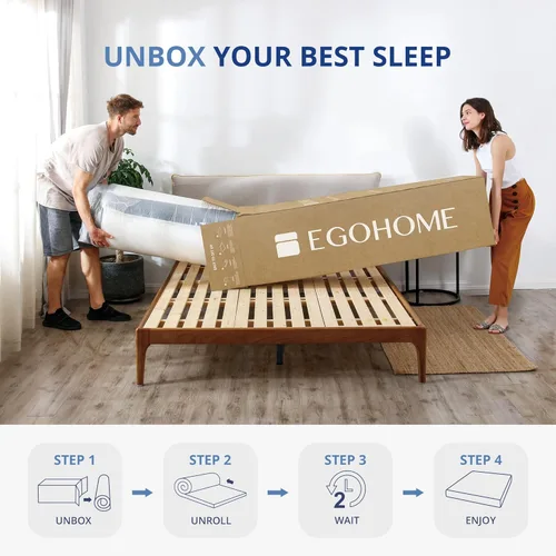 Miniatura 8 de EGOHOME Colchón individual de 14 pulgadas en una caja, espuma viscoelástica de gel de cobre para un sueño fresco y alivio de presión, sin fibra