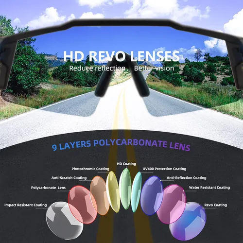 Miniatura 7 de KAPVOE Gafas de ciclismo fotocromáticas MTB Gafas de sol transparentes para bicicleta de montaña, gafas de transición, deportes de béisbol y correr