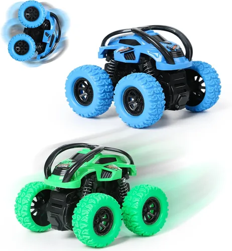 Paquete de 2 Juguetes de Coches para Niño Niña de 3 4 5 6 Años, Juguetes de Coches de Empujar y Avanzar para Niños Pequeños de 3-6 Años, Camiones