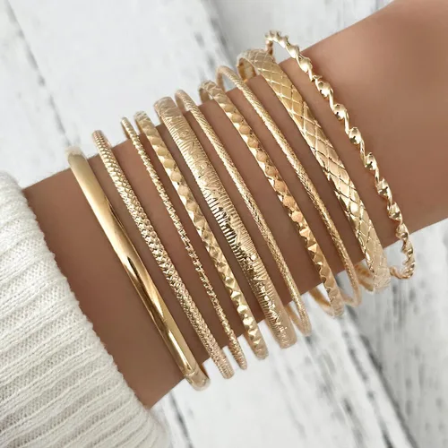 Miniatura 2 de 10 pulseras de oro para mujer, brazaletes de plata, joyería de disfraz indio, pulseras de discoteca de moda para pulsera de oro