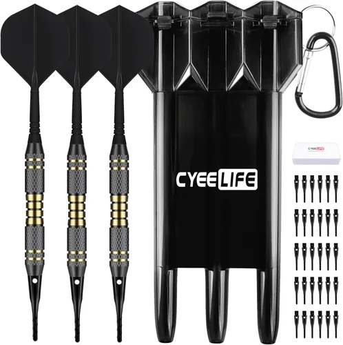 CyeeLife Punta de plástico para dardos – Juego de dardos profesionales de punta suave de 0.71 onzas con estuche de transporte y 30 puntas de dardos