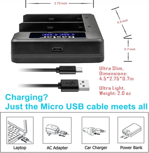 Miniatura 2 de Kastar Cargador de batería USB LKD2 compatible con cámara Pixii A1571, cámara Pixii A2572, cámara digital sin espejo lunar Hasselblad