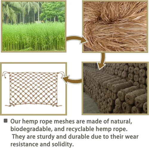Miniatura 4 de Red de cuerda de yute natural, protección resistente y versátil para actividades al aire libre, decoración de interiores, crecimiento de plantas