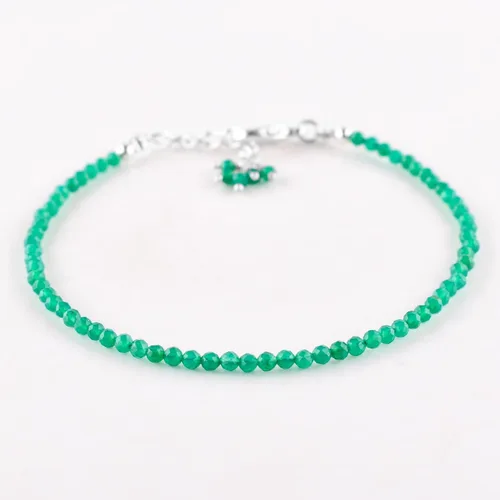 Miniatura 20 de Natural Gemstone Micro Round Beads Dainty Choker Bangle Bracelet, Handmade Jewelry for Women, Healing Chakra Crystals Silver Plated Chain 8 inch