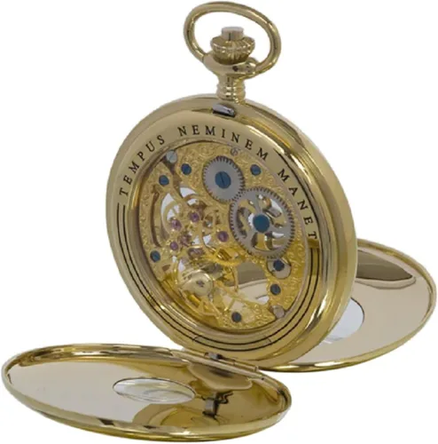 Miniatura 6 de Reloj de bolsillo vintage con cadena de Rapport - Reloj de bolsillo clásico Oxford Half Hunter con esfera esqueleto