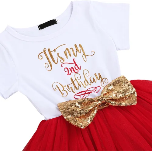 Miniatura 2 de Its My 1st2nd Birthday Cake Smash - Vestido de fiesta para bebés y niñas vestido de tutú con lazo de lentejuelas brillantes con diadema