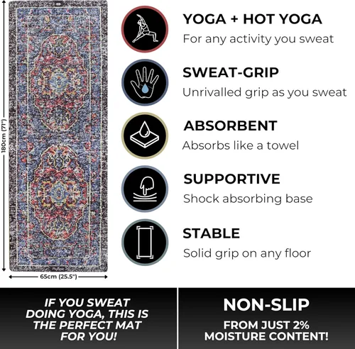 Miniatura 2 de Plyopic. Tapete de yoga todo en uno, combo de tapete de lujo con agarre para el sudor, ideal para yoga, yoga caliente, bikram, pilates, Alfombra