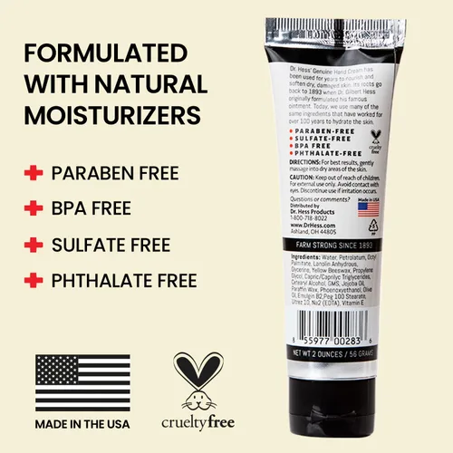 Miniatura 6 de Dr. Hess Crema de manos genuina, loción nutritiva y suavizante para manos y talones secos y agrietados, alivio del eccema, con lanolina, cera