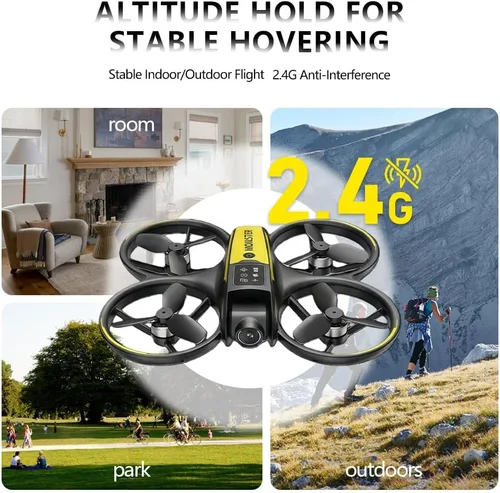 Miniatura 5 de Dron con cámara para niños y control remoto: Drone RC para principiantes para niños con motor sin escobillas, flujo óptico flotante, despegue