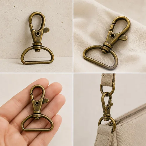 Miniatura 2 de CRAFTMEMORE Ganchos de presión de gatillo de 1 pulgada, clásicos cierres de langosta giratorios para bolso, 20 unidades, CSPS (latón antiguo)