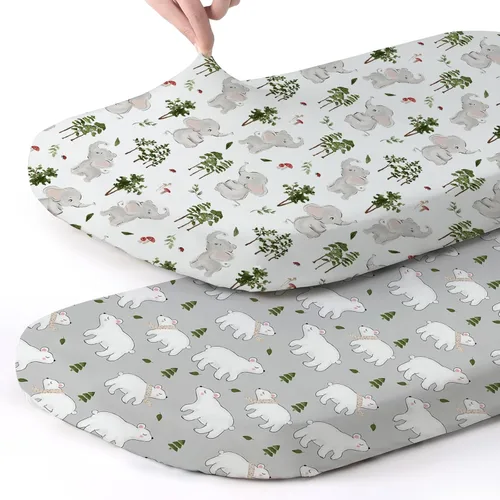 Miniatura 49 de Pack n Play Sheets, BROLEX 2 Pack Mini Crib Sheets,Stretchy Portable Fitted Playard Sheet Set, Convertible Playard Mattress Cover,Ultra Soft