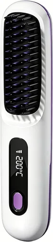 Miniatura 11 de Peine alisador de pelo inalámbrico, alisador y rizador de pelo de cerámica iónica portátil con pantalla LCD, plancha plana inalámbrica de 3 niveles