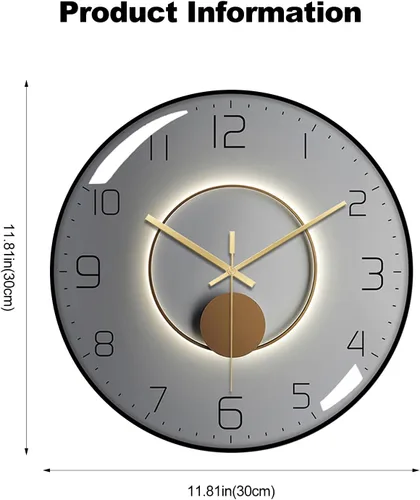Miniatura 7 de ErgoCar Reloj de pared silencioso moderno de arte deco metálico - Sin tictac y adecuado para sala de estar y dormitorio