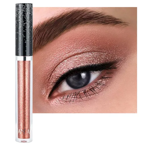 Sombras de ojos con purpurina, sombras de ojos líquidas, metales de larga duración, plata brillante, dorado, sombras de ojos coloridas de alto 04#