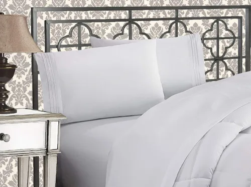 Miniatura 21 de Elegante juego de cómodas sábanas para cama de 1500 hilos resistente a arrugas y a la decoloración, calidad egipcia de lujo ultrasuave de 4 piezas