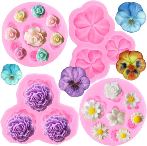 Miniatura 9 de ZiXiang Moldes de silicona de flores Plumeria Peony Rose Pansy Fondant para decoración de pasteles, decoración de cupcakes, gelatina, caramelo