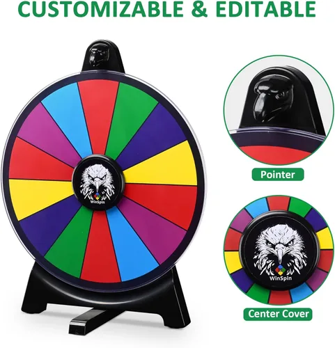 Miniatura 7 de Kit de tablero de premios WinSpin, rueda de premios de 12" y tablero de caída de 25x14, juego giratorio de la fortuna, águila de mesa, juego