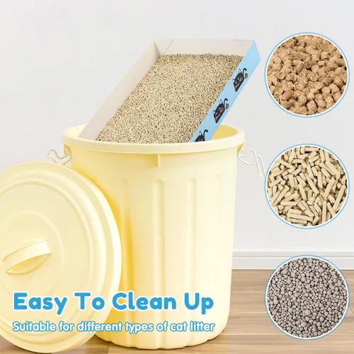 Miniatura 5 de Paquete de 30 cajas de arena desechables para gatos, bandeja de papel plegable para gatitos de 13.8 x 10 x 2 pulgadas, caja de cartón pequeña y Azul